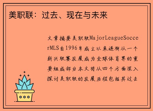 美职联：过去、现在与未来